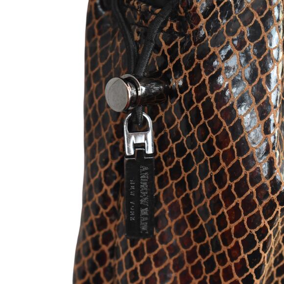 Andrew Marc New York small brown/black leather print shoulder bag purse Y2K hobo - Picture 4 of 7